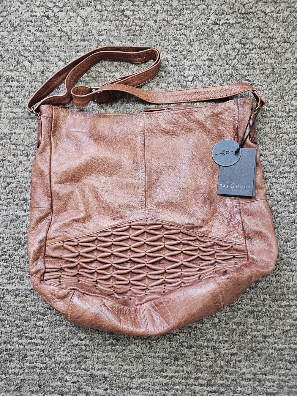 Day & Mood Isa Hobo Women's Woven Detail Leather Shoulder Bag - Brown